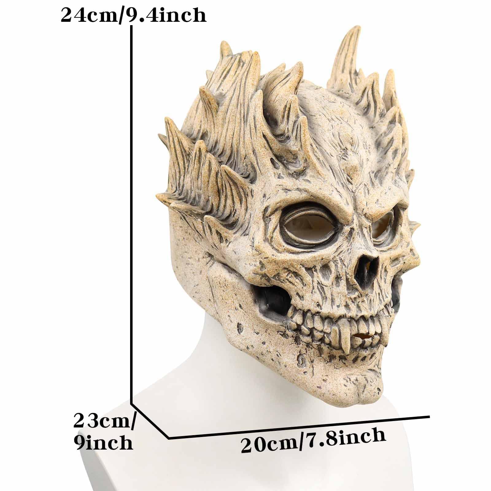 Yearsahrk Maschera con teschio horror, fantasma, Halloween, scheletro, demoni spaventosi, maschere, carnevale, Halloween, costume, cosplay, oggetti di scena in lattice