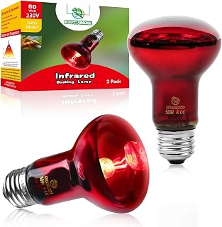 Reptile Heat Lamp Bulb, Infrared Heat Lamp for Reptile 50W 2Pack, Basking Spot Red Heat Light for Lizards, Turtles, Chicks, Puppies