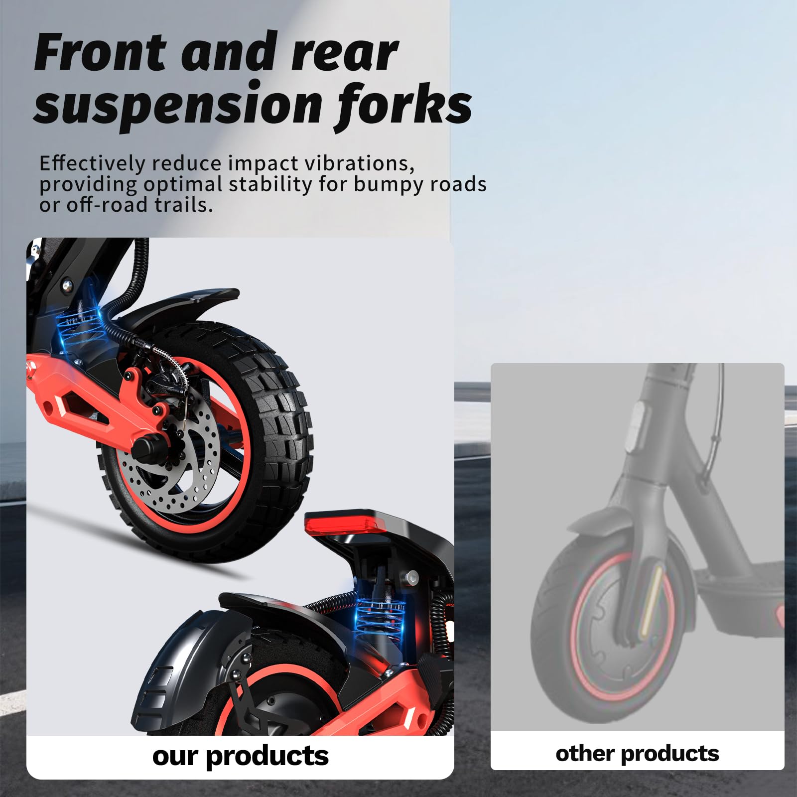 Patinete Eléctrico Adulto Plegable 11” Off-Road, Autonomía 50-55KM, Velocidad Máx 25 km/h, Batería 48V 18Ah, Doble Suspensión, Doble Freno de Disco, Scooter Eléctrico Potente Todo Terreno