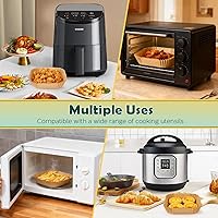 Vista 6 de BYKITCHEN Forros pequeños para freidora de aire de 1 a 3 cuartos de galón, juego de 200, mini papel pergamino para freidora de aire de 5.5 pulgadas