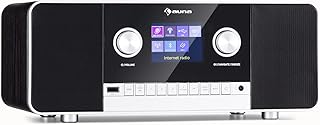 Auna Rechargeable DAB Radio with Bluetooth, DAB/DAB+/FM Small Digital Radio, Bluetooth 15W Stereo Speakers, TFT Display, Streaming Support, Alarm Clock, 5h Operation, Portable DAB Radio Mains Powered