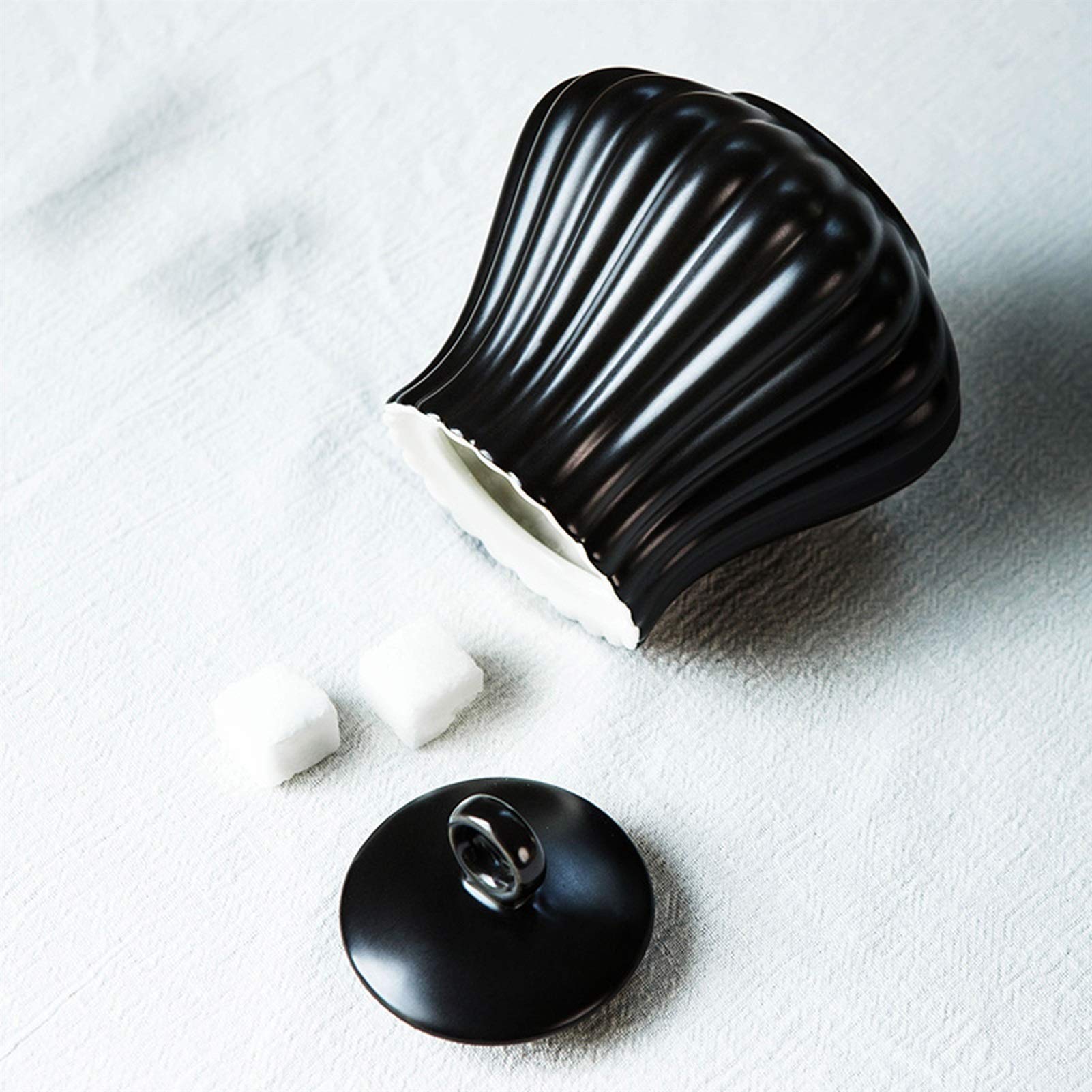 sucrier Bol à Sucre en céramique Réservoir de Stockage créatif Mignon Sucre granulé Blanc Cube de café Sucre Maison Café Hôtel Sucrier Pot à Bonbons Pots, Noir