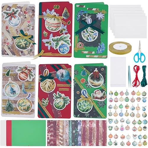 WEBEEDY 15 Sets DIY Christmas Card Making Kits Handmade Bell Theme Greeting Cards with Blank Cards,Matching Envelopes,Stickers,Instruction for Adults Beginners Birthday Christmas Invitation Craft Gift