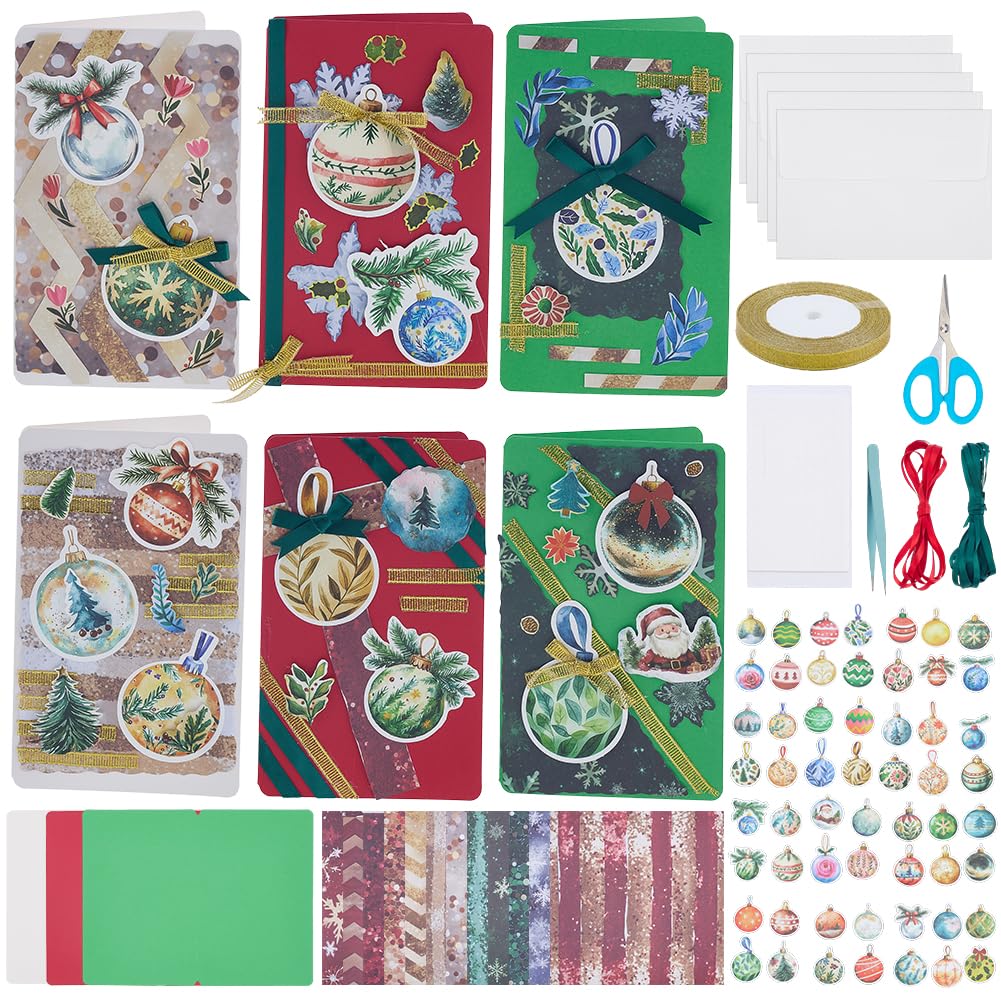 WEBEEDY 15 set di biglietti di Natale fai da te fatti a mano a tema campana, biglietti di auguri con biglietti vuoti, buste abbinate, adesivi, istruzioni per adulti principianti, compleanno, Natale