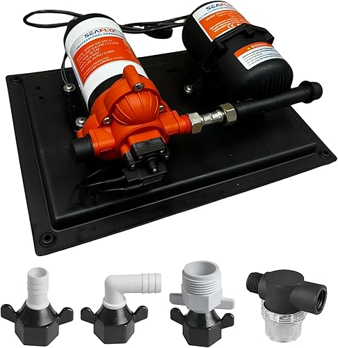 SEAFLO Bomba de agua serie 33 y sistema de tanque acumulador 115 V, 3.3 GPM, 45 PSI, tanque de 0.2 galones Reduce el ciclismo Para uso marino,