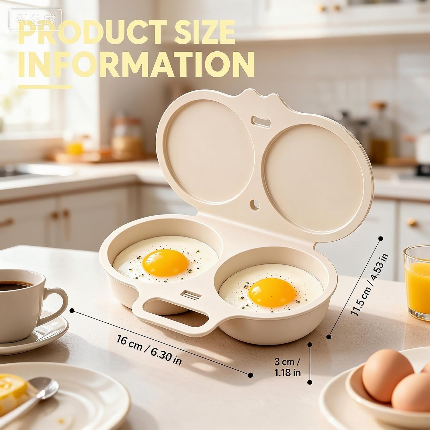 2pcs Dual Cavity Microwave Egg Poacher, White Egg Poacher, Microwave Poacher for 2 eggs, Food-Grade PP Material Microwave Egg Cooker, Portable Breakfast Maker with Lid and Easy-Grip Handle
