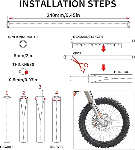 Miniatura 57 de PSLER 72 fundas de radios para decoración de tuberías para motocicleta, motocross, pit Dirt Bike Azul cielo