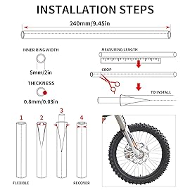 PSLER 72 PCS Spoke Skins Spoke Trim Wrap Decoration Protector Pipe Motocross Pit Dirt Bike Aaccessories White