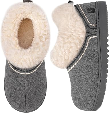 LongBay Womens Cozy Bootie Slippers Memory Foam Warm House Shoes with Fluffy Collar Non-Slip Indoor Outdoor