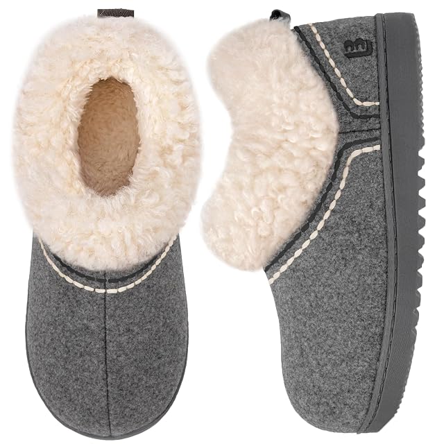 LongBay Womens Cozy Bootie Slippers Memory Foam Warm House Shoes with Fluffy Collar Non-Slip Indoor Outdoor