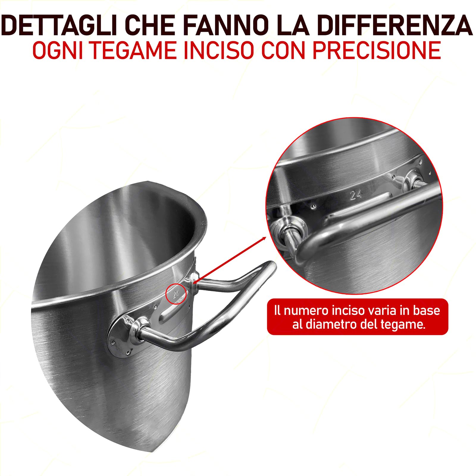 Sicignano | Tegame Ø28 cm, Acciaio Inox 18/10 con Triplo Fondo, per Gas Elettrico Induzione Vetroceramica, Linea Master – Made in Italy – per Ristorazione e Uso Domestico