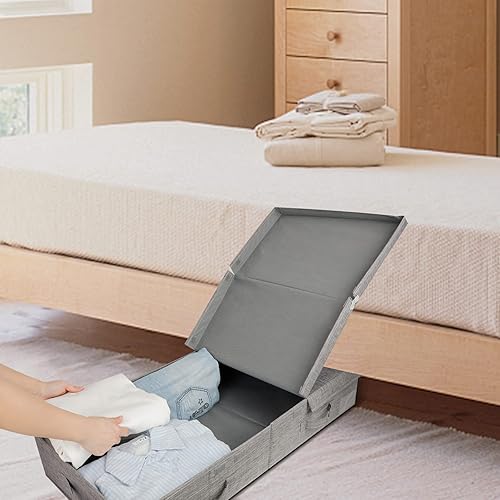 Miniatura 2 de DAYARD Contenedores de almacenamiento debajo de la cama con tapas, organizador de almacenamiento debajo de la cama con asas resistentes, paredes
