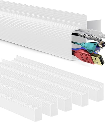 Miniatura 16 de Delamu Organizador de cables de 157 pulgadas debajo del escritorio, seguro y ordenado debajo del escritorio, organizador de cables para el hogar y