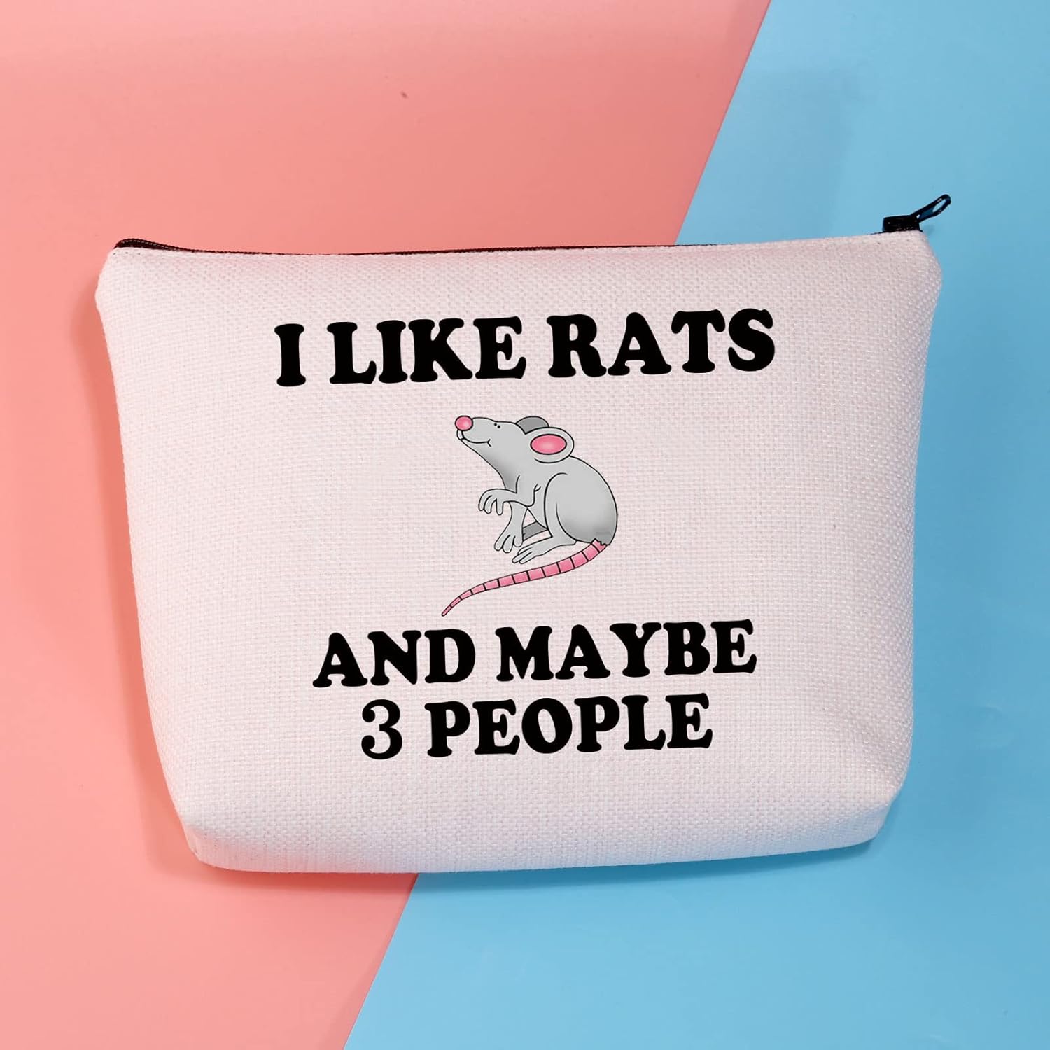 BDPWSS Rat Makeup Bag Rat Lover Gift Rat Owner Gift Crazy Rat Lady Gift For Women I Like Rats And Maybe 3 People Travel Pouch (I Like Rats) - Image 6