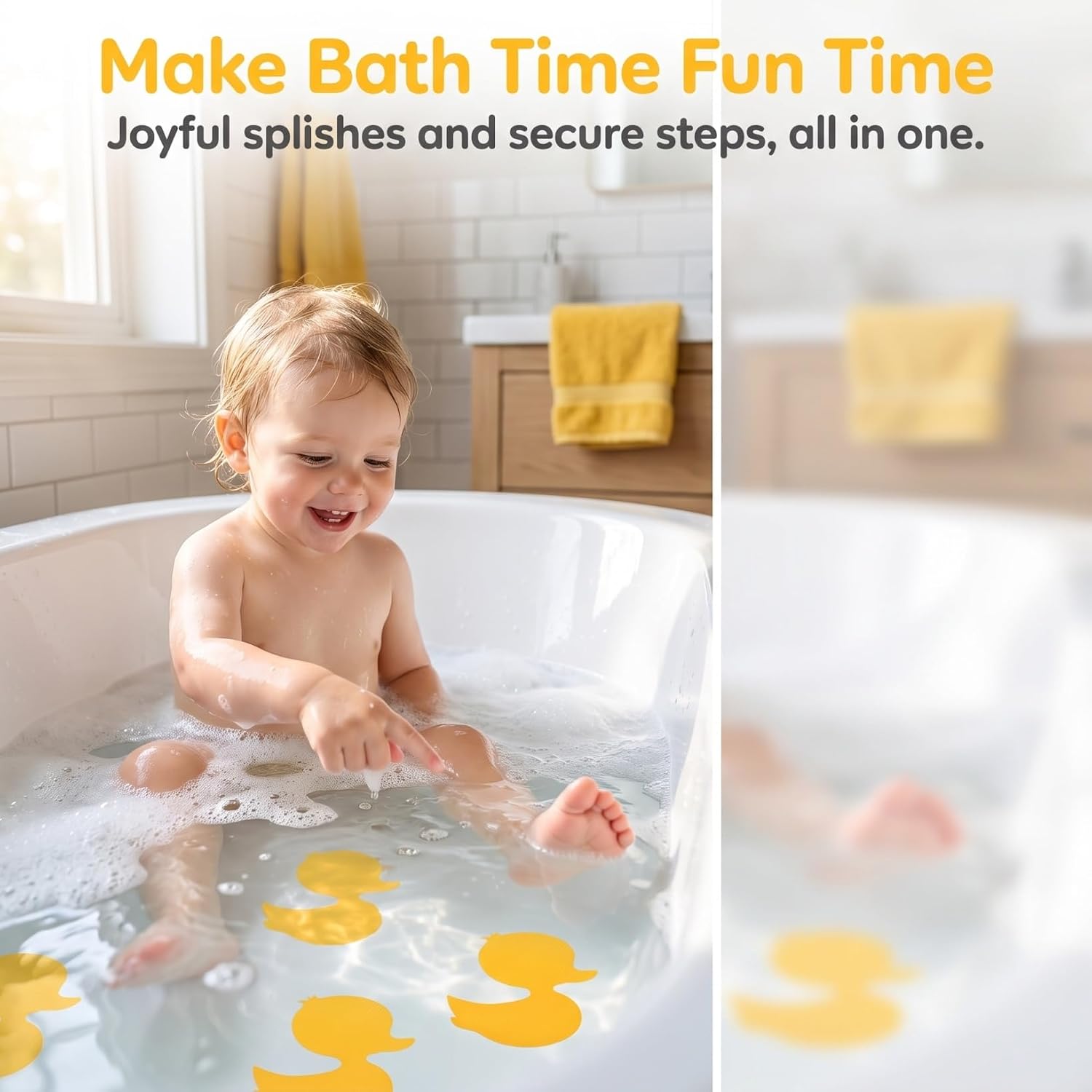 SHINEOFI 20pcs Duck Bathtub Non Slip Stickers Shower Floor Anti Slip Decals Kids Bathroom Tub Adhesive Stickers Safe Bath Grip for Children