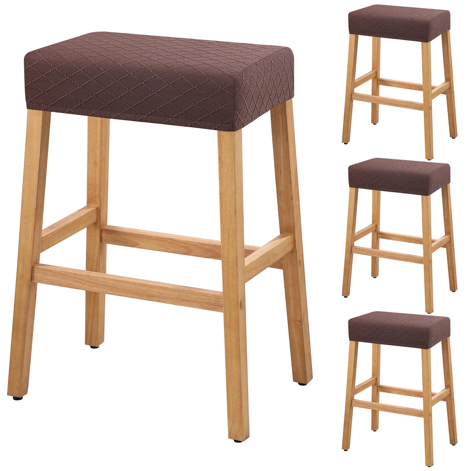 YISUN Stool Covers Rectangle - 4 Pack Stretch Waterproof Saddle Seat Cover Counter Bar Stools Bar Chairs Covers Kitchen Island Chairs Cushion Protector
