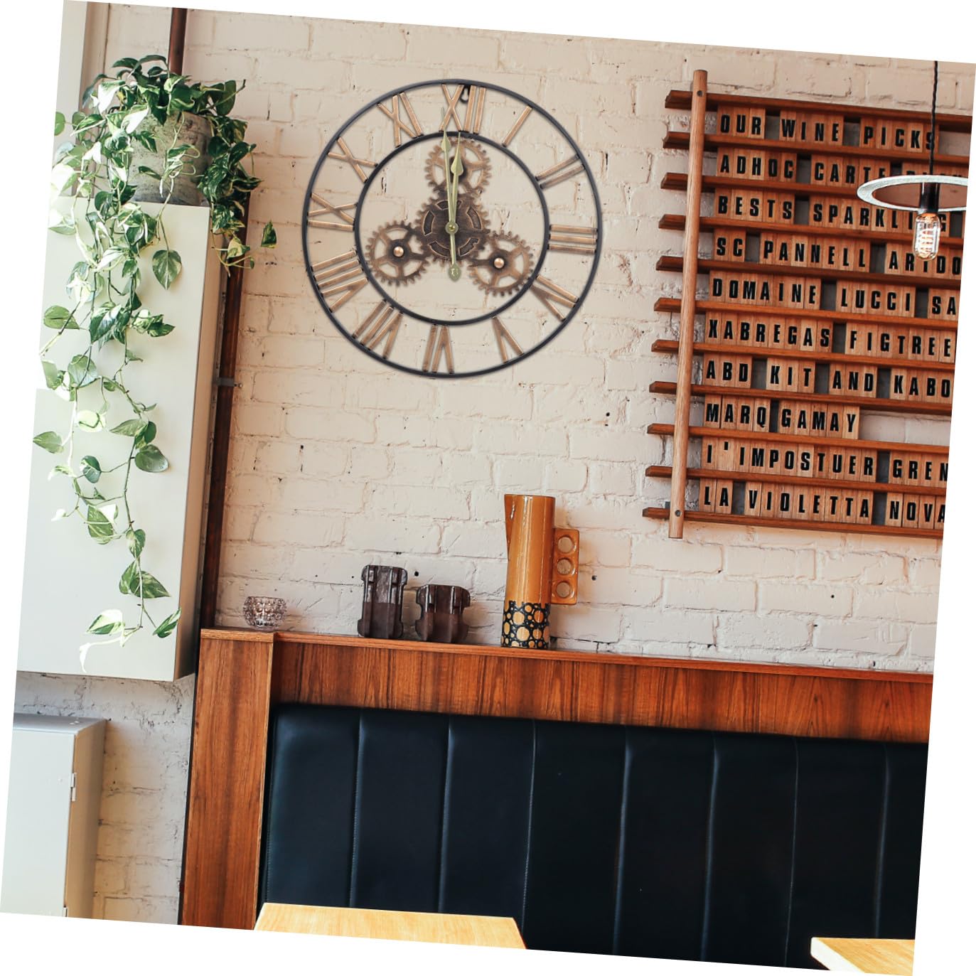 Cabilock Reloj de Pared Redondo de Estilo Industrial, Colgante Sencillo para Ambientes de Sala, Alojamientos y Cafeterías