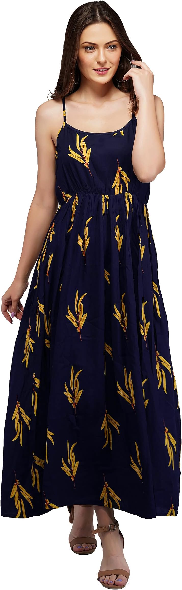 METRO-FASHION Women's Fit and Flare Maxi Dress