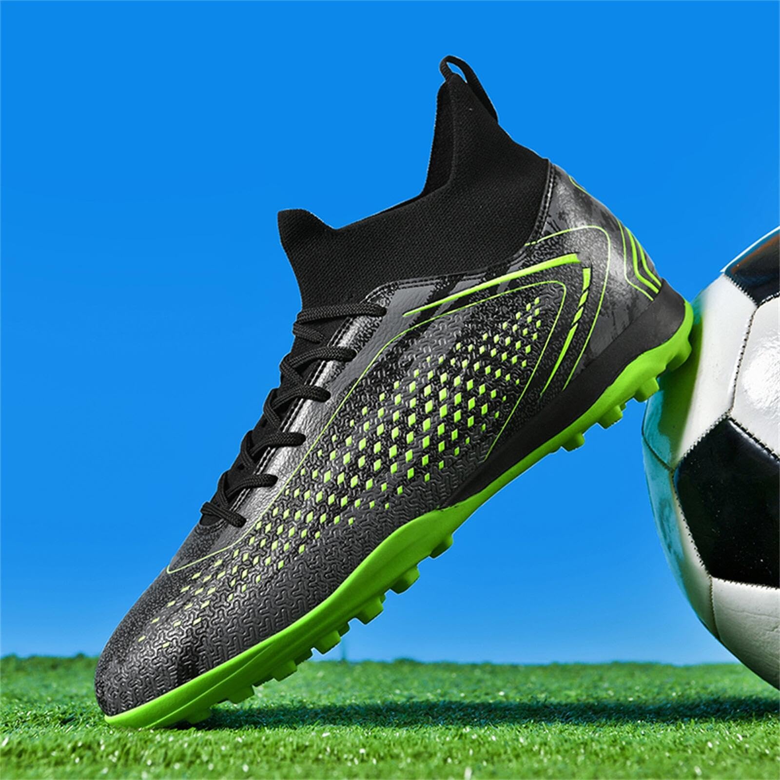 Soccer Cleats for Mens Womens Turf Indoor Soccer Shoes Unisex High Ankle AG TF Football Boots Youth Baseball Rugby Training Shoes
