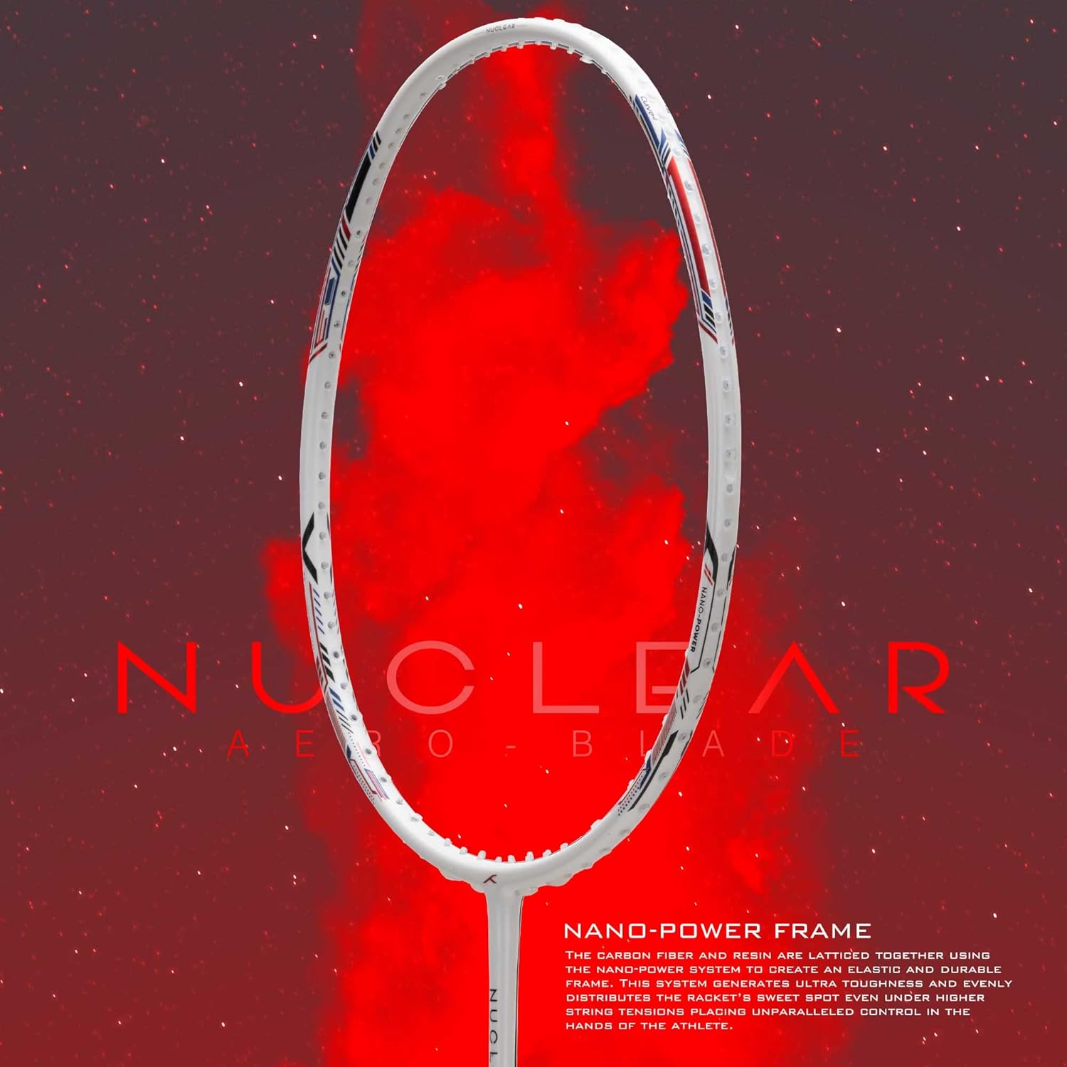 HUNDRED Nuclear 72 Carbon Fibre Unstrung Badminton Racket with Full Racket Cover for Intermediate Players (78g, Maximum String Tension - 32lbs)