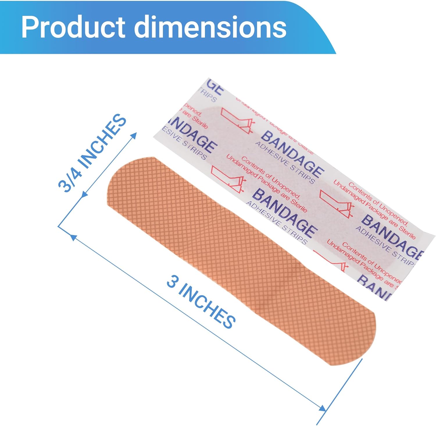Adhesive Bandages 3/4" x 3" inch,1000 Count Bulk Plastic PE Strip Bandage, Waterproof, Non‑Stick Pad, Breathable Small Wound Bandages for First Aid Kit Refill, Classroom, Office, Workplace