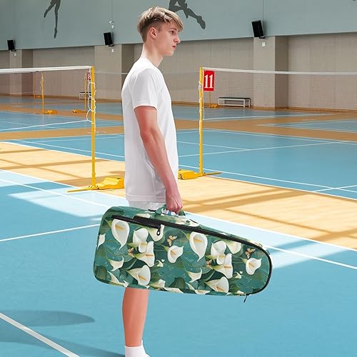 Miniatura 8 de Mochila de bádminton de tenis, transpirable, elegante, lirio de cala, turquesa, 3 raquetas de bádminton, bolsa de pickleball para mujeres, hombres,