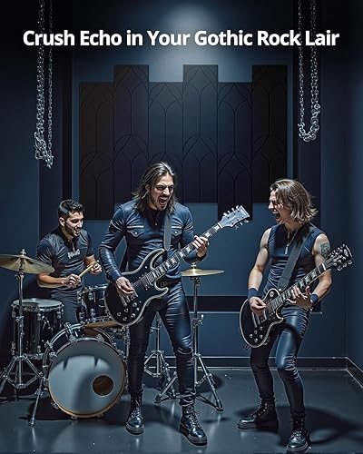 Miniatura 7 de Paneles de pared acústicos góticos negros para despegar y pegar, azulejos autoadhesivos que absorben el sonido para estudio, paredes, dormitorio,