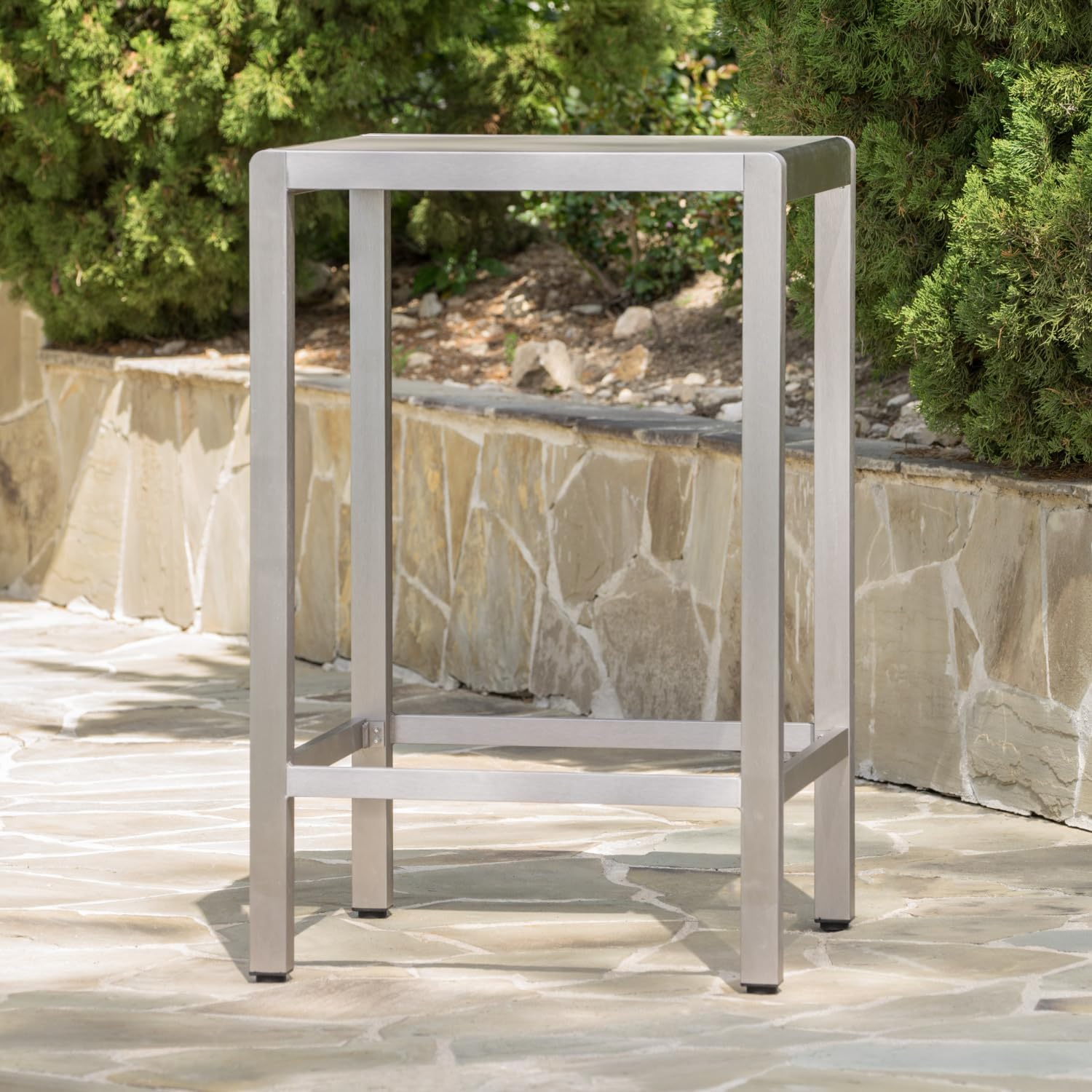 Grey Aluminium Glass Top Bar Table for Patio and Outdoor Entertaining
