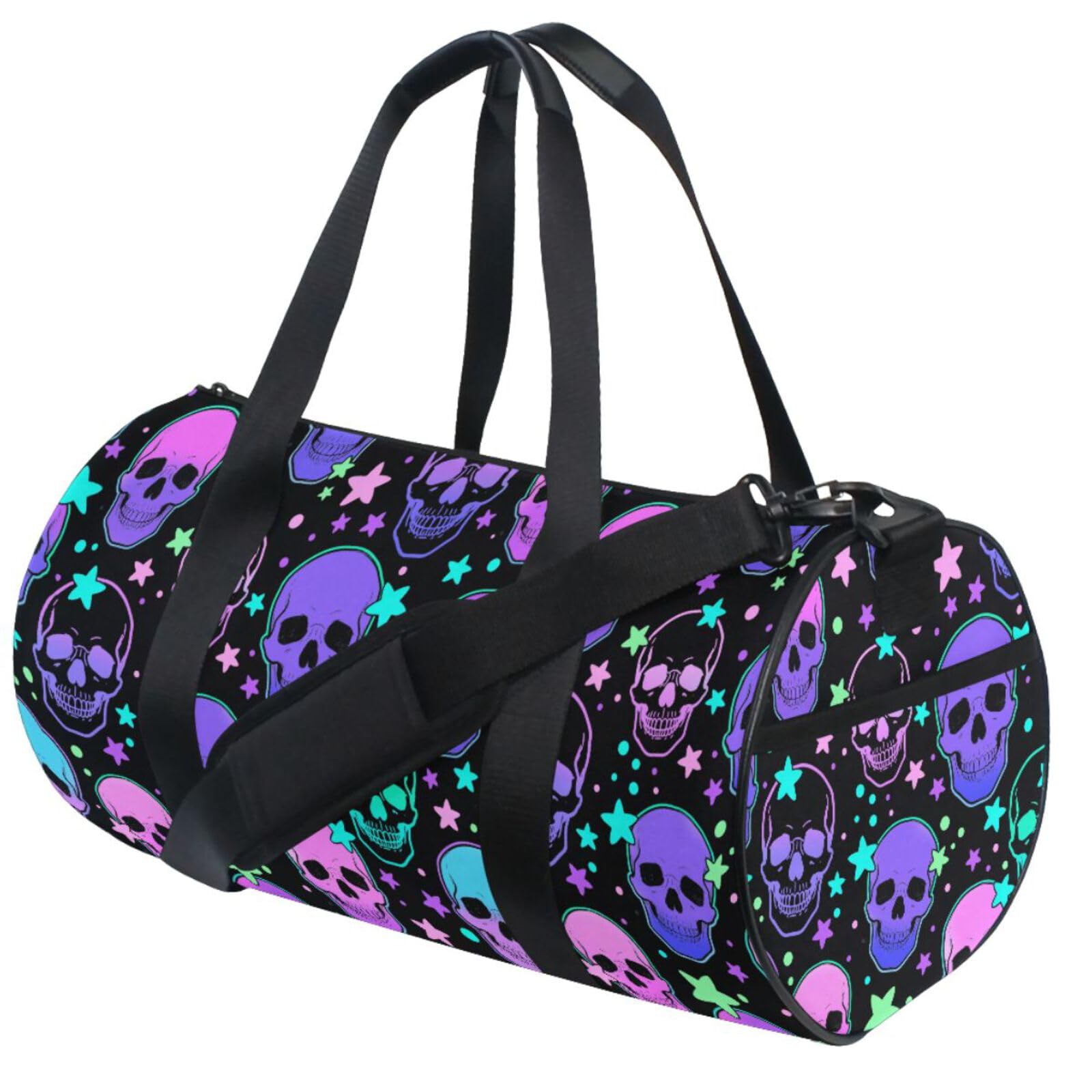 MNSRUU Duffel Bags Stars Purple Skulls Sports Gym Bag Travel Luggage Overnight Bags for Men Women Duffel Bags for Traveling