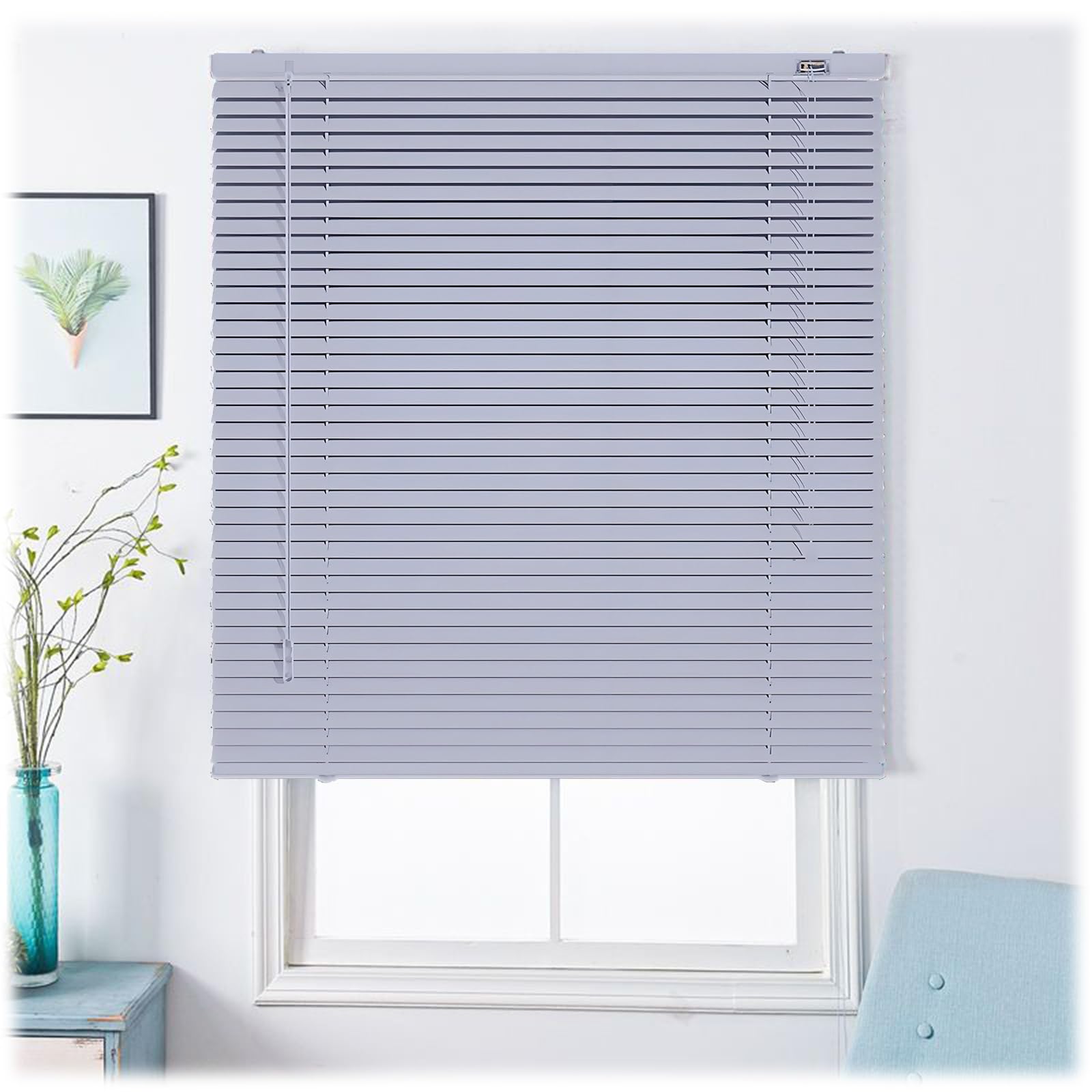 Aluminium Metal Venetian Blinds for Indoor Windows, 25mm Slat Bathroom Privacy Window Shades, Horizontal Blackout Curtains Home Office 40/60/80/90/100/110/120/130/140/150/160cm W(Light purple)