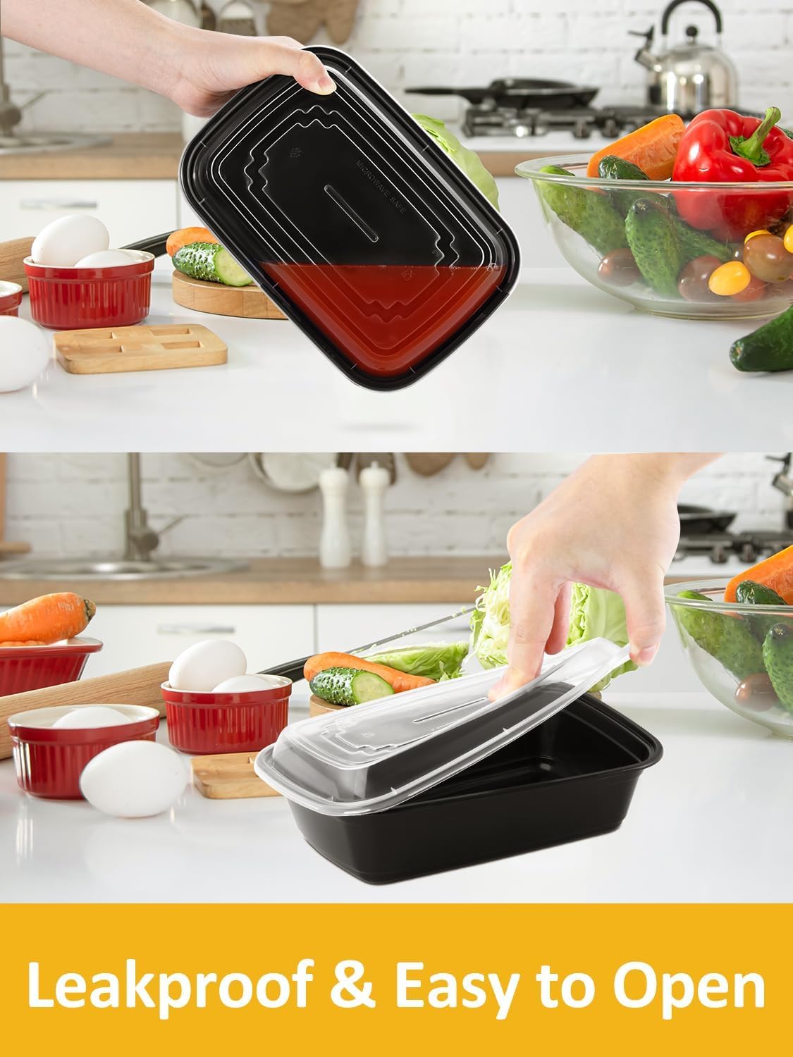 Eupako Lot de 40 récipients alimentaires réutilisables avec couvercles pour la cuisine, la préparation des repas et la réfrigération