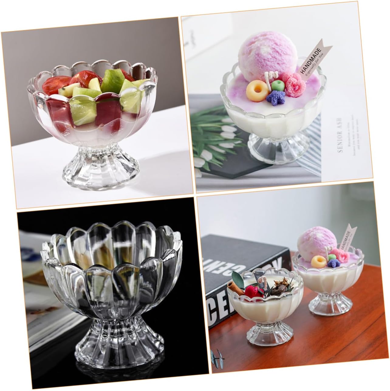 VALICLUD 6Pcs Transparent Ice Cream Cups Jelly and Pudding Holders for Home Cafes Restaurants and Parties Elegant Design for Desserts and Snacks