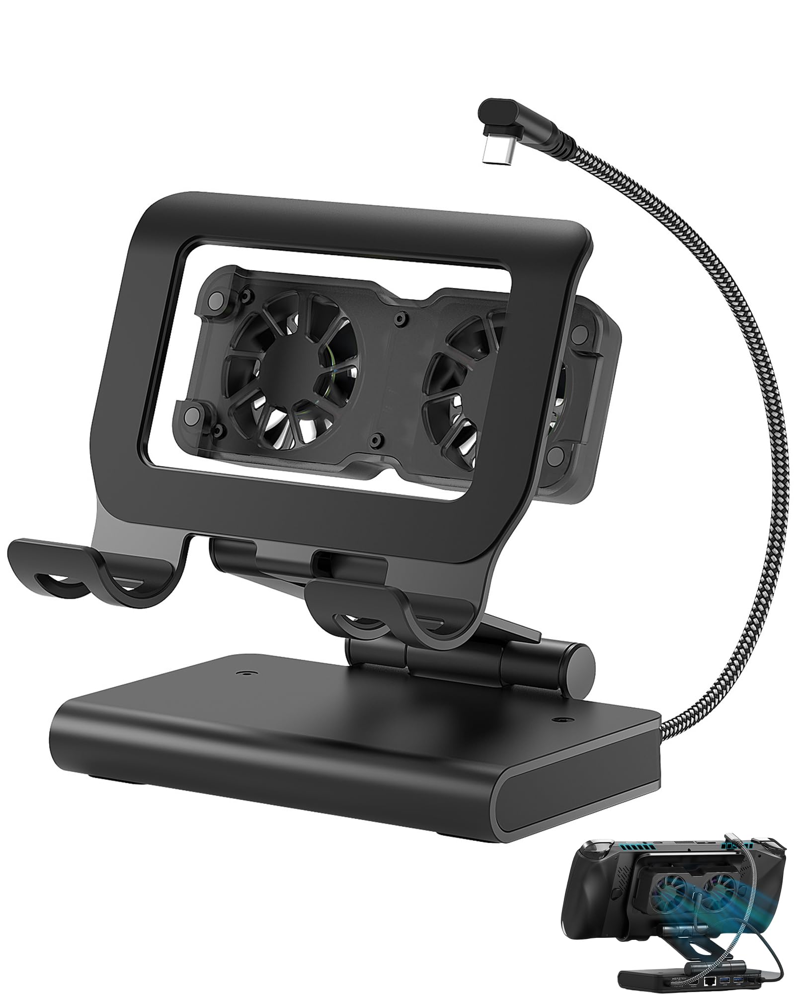 Docking Station Magnetica a Doppio Ventilatore 4K@144Hz – PD 100W e Gigabit per ROG Xbox Ally/X, ROG Ally/X, Switch 2/1, Steam Deck (OLED), Claw/Claw 8, LEGION Go e Serie OneXPlayer