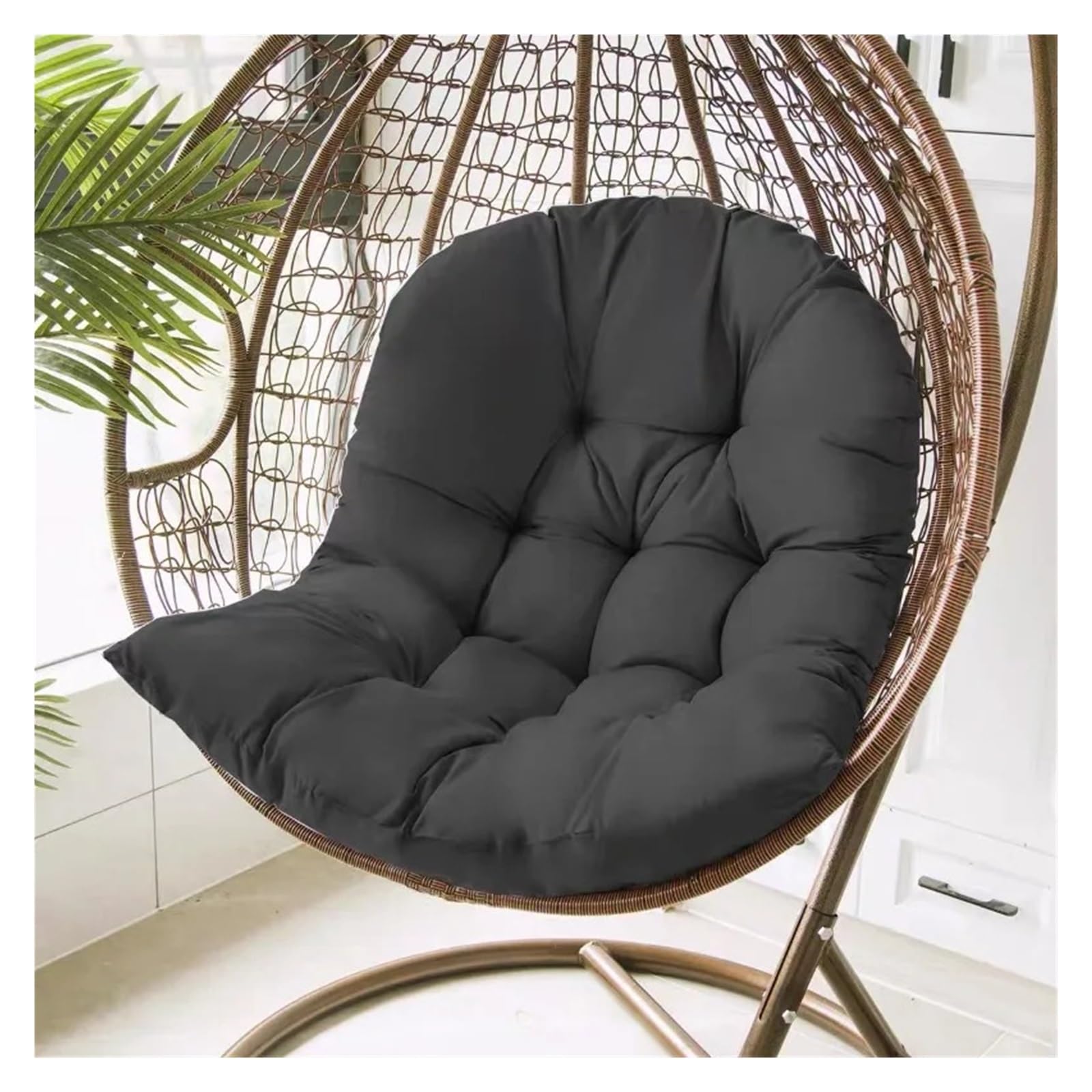 GHHZML Egg Chair Cushion Outdoor Swing Egg Chair Cushion Hanging Basket Seat Indoor Rocking Pad(Black)