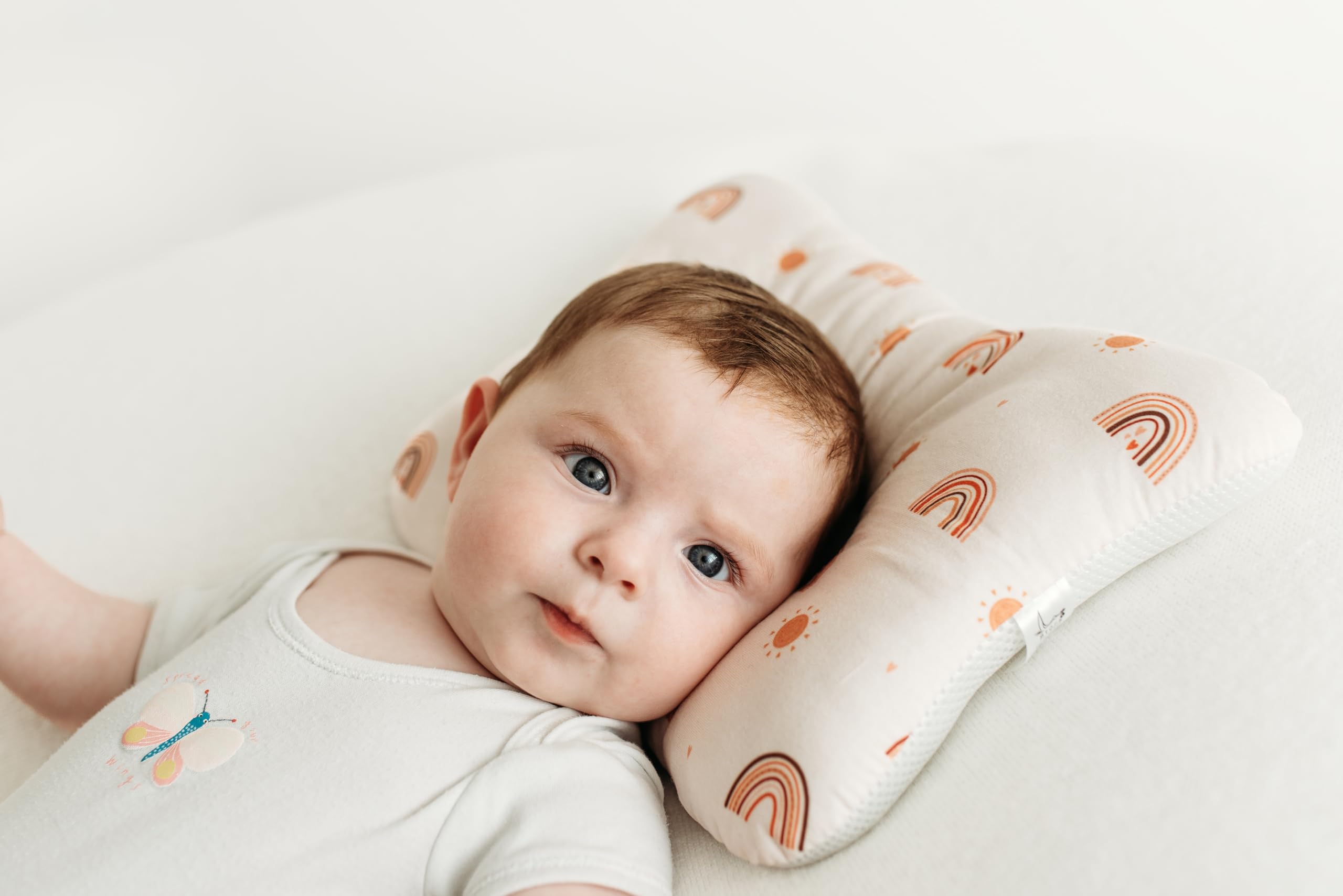 Cuscino per bambini di massimo comfort | previene e corregge la sindrome della testa piatta (plagiocefalia) | rete 3D Air Mesh traspirante | cotone biologico | lavabile in lavatrice |