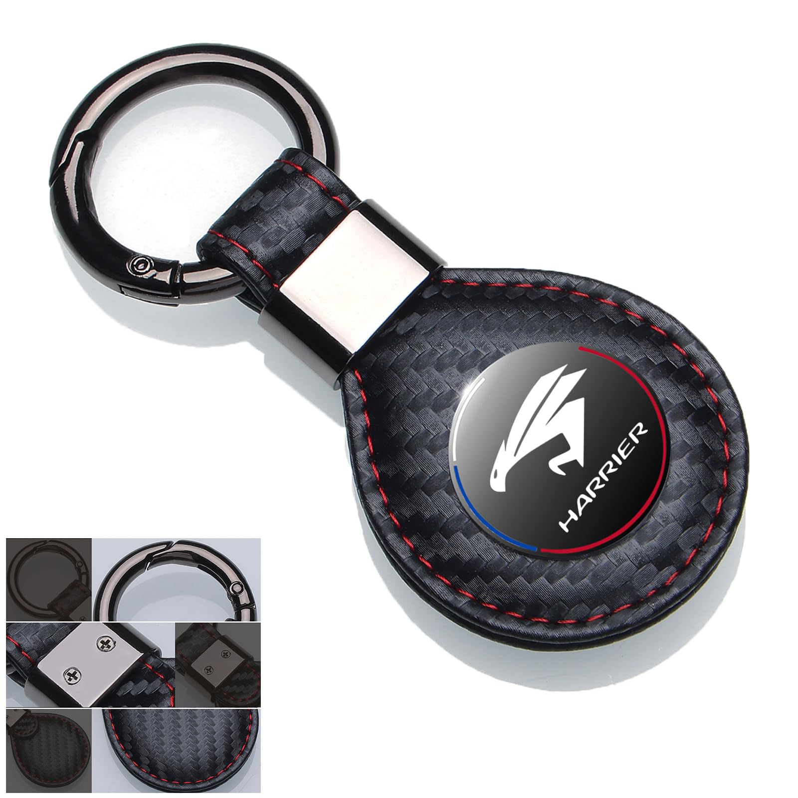 Car Keychain, Key Ring, Genuine Leather Key Chain, Prevents Loss and Shedding, Fashion Leather Key Chain, Car Key Accessory, Key Case FT ハリアー Harrierに適し Fit for FT Harrier Harrier Carbon Tone