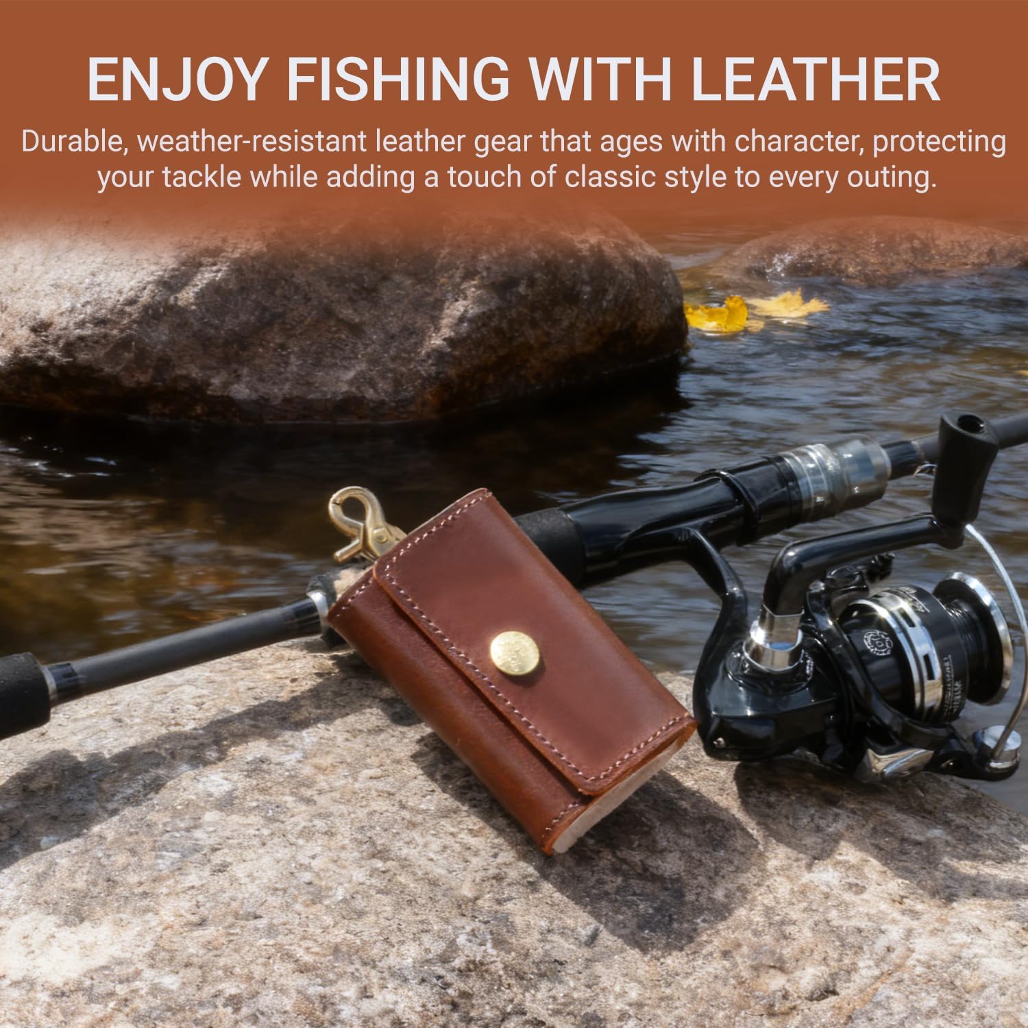 Handmade Brown Leather Fishing Lure Case | Fly Wallet With Wool Lining (Dark Brown)