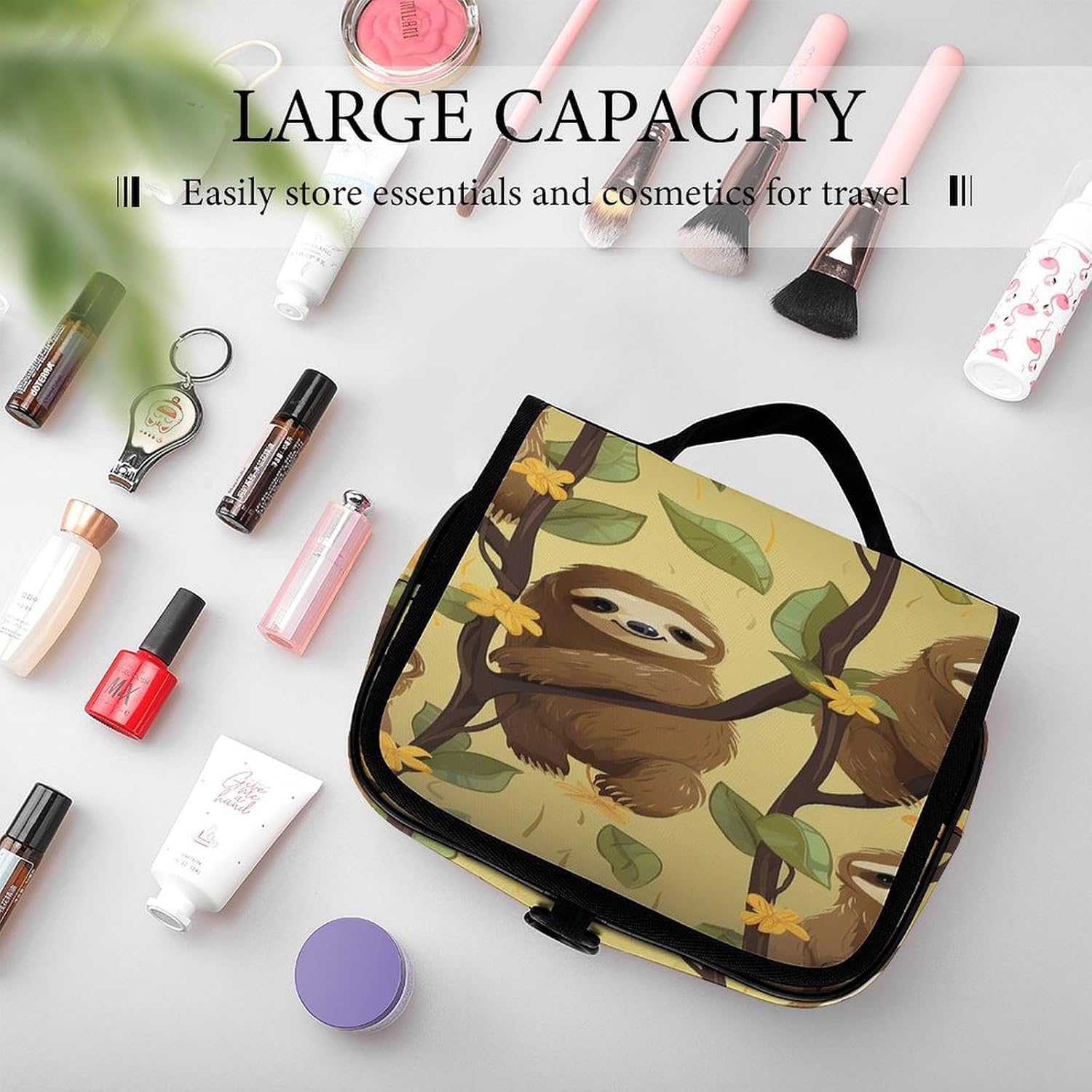 Cute Cartoon Sloths Wash Bag Portable Makeup Pouch image 4