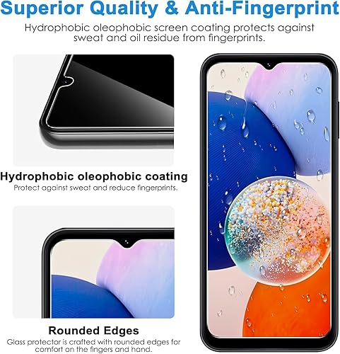 Miniatura 3 de LYWHL Paquete de 3 protectores de pantalla para Samsung Galaxy A14 5G, vidrio templado transparente HD de dureza 9H para Galaxy A14, sin burbujas,