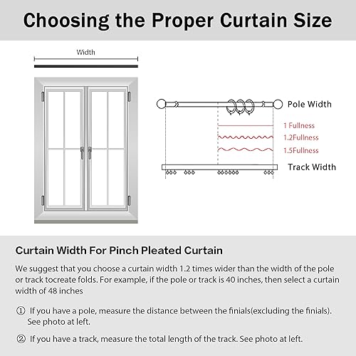 Miniatura 6 de MUMFAS Cortina plisada negra de 72 pulgadas de ancho x 84 pulgadas de largo, con aislamiento térmico y 95 % opacas, panel de cortina para puerta de