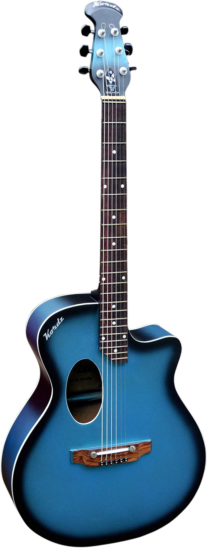 Kordz Oval Blue Matt Acoustic Guitar With Bag,Strap,1 Set of Extra Strings and 2 Picks