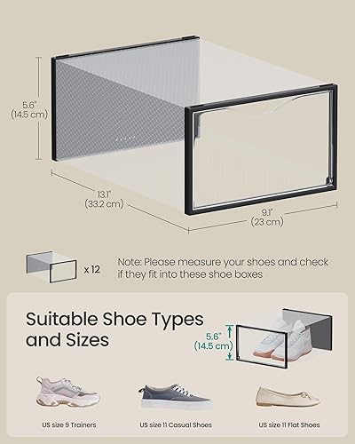 Miniatura 2 de SONGMICS Cajas de zapatos, organizador de almacenamiento de zapatos para armario, caja apilable de plástico para tenis, paquete de 12, transparente