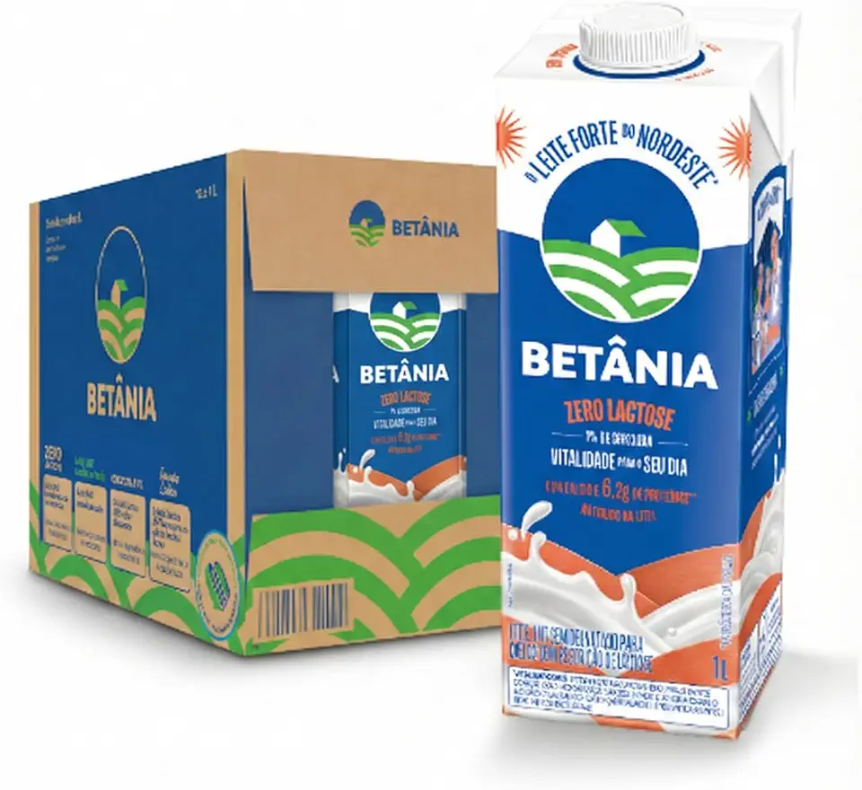 Betânia Leite UHT Semidesnatado Zero Lactose 1L - 12 Unidades