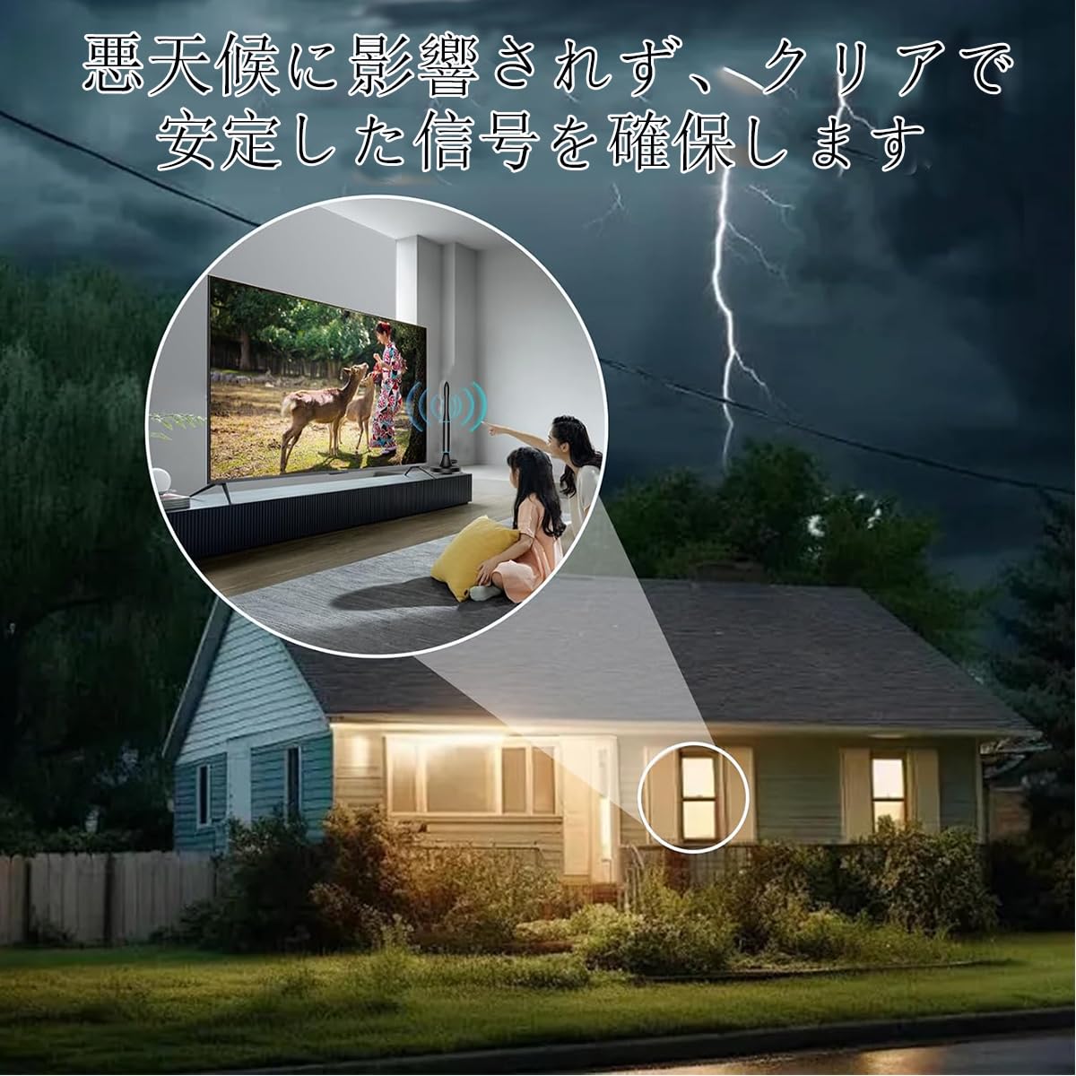 室内テレビアンテナ [2026アップグレード版·信号増強] 地デジアンテナ 最強500km受信 4K/8K対応 360度全方位 内蔵ブースター 高性能·高感度 弱電界地域に最適 USB給電 小型軽量 磁力 固定 日本語説明書付き - 2