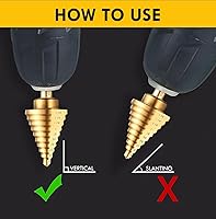 Vista 4 de 6 PCS Step Drill Bit Set with Automatic Center Punch, 1/8" to 1-3/8", High-Speed Steel Step Drill Bit for Stainless Steel, Metal, Aluminum, Copper