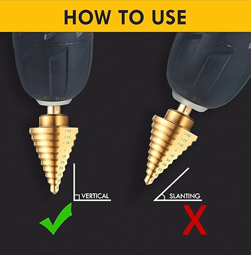 Miniatura 5 de Juego de 6 brocas escalonadas con punzón central automático, de 18 a 1-38 pulgadas, broca escalonada de acero de alta velocidad para acero