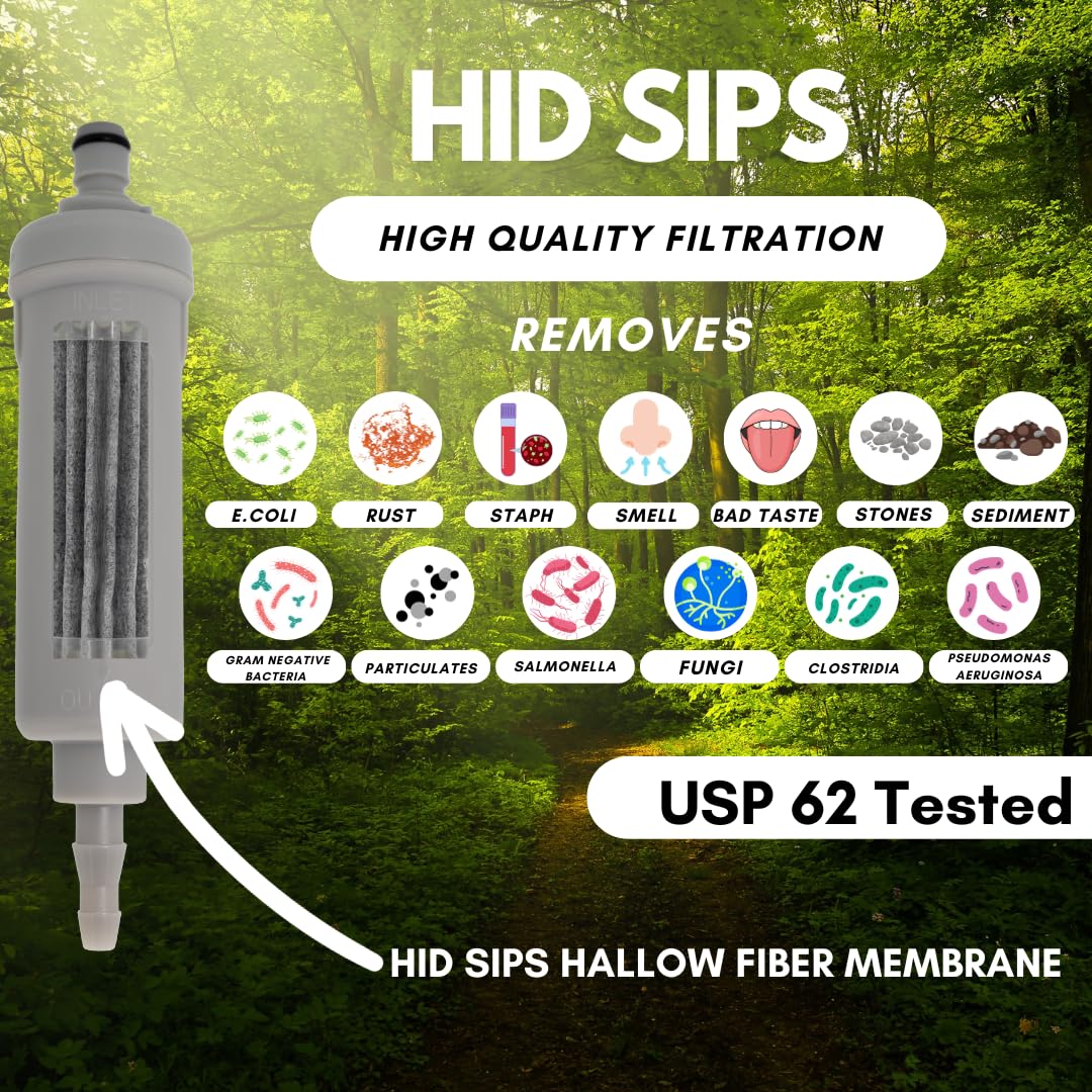 HID SIPS Gravity Water Filter System, Backpacking and Camping Water Filtration System, 1 gal Bag, 0.1 Micron