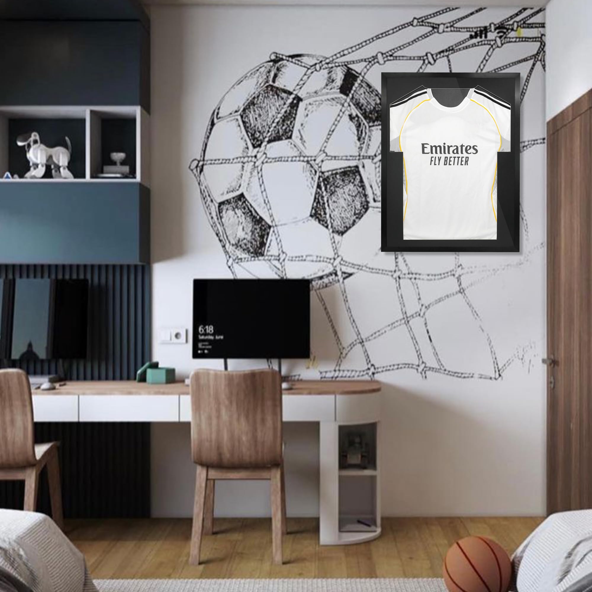 FramePro Trikotrahmen 64 x 84cm Trikot Bilderrahmen Groß 3D Bilderrahmen Fussballtrikot Rahmen Objektrahmen Aluminium für Fußball-, Eishockey-, Rugby-, NBA-Trikot
