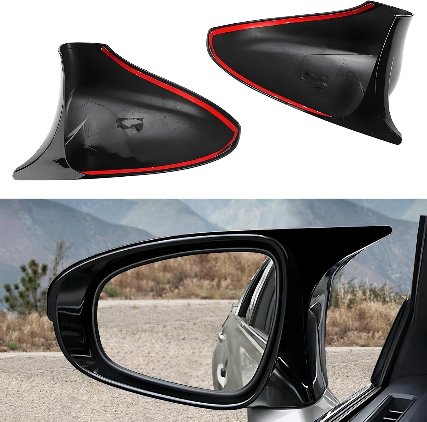 2Pcs Side Mirror Caps Compatible with Lexus IS GS CT LS ES RC F-Sport 2013-2020, Door Rearview Mirror Cover Trims Exterior Decoration Accessories (Glossy Black)