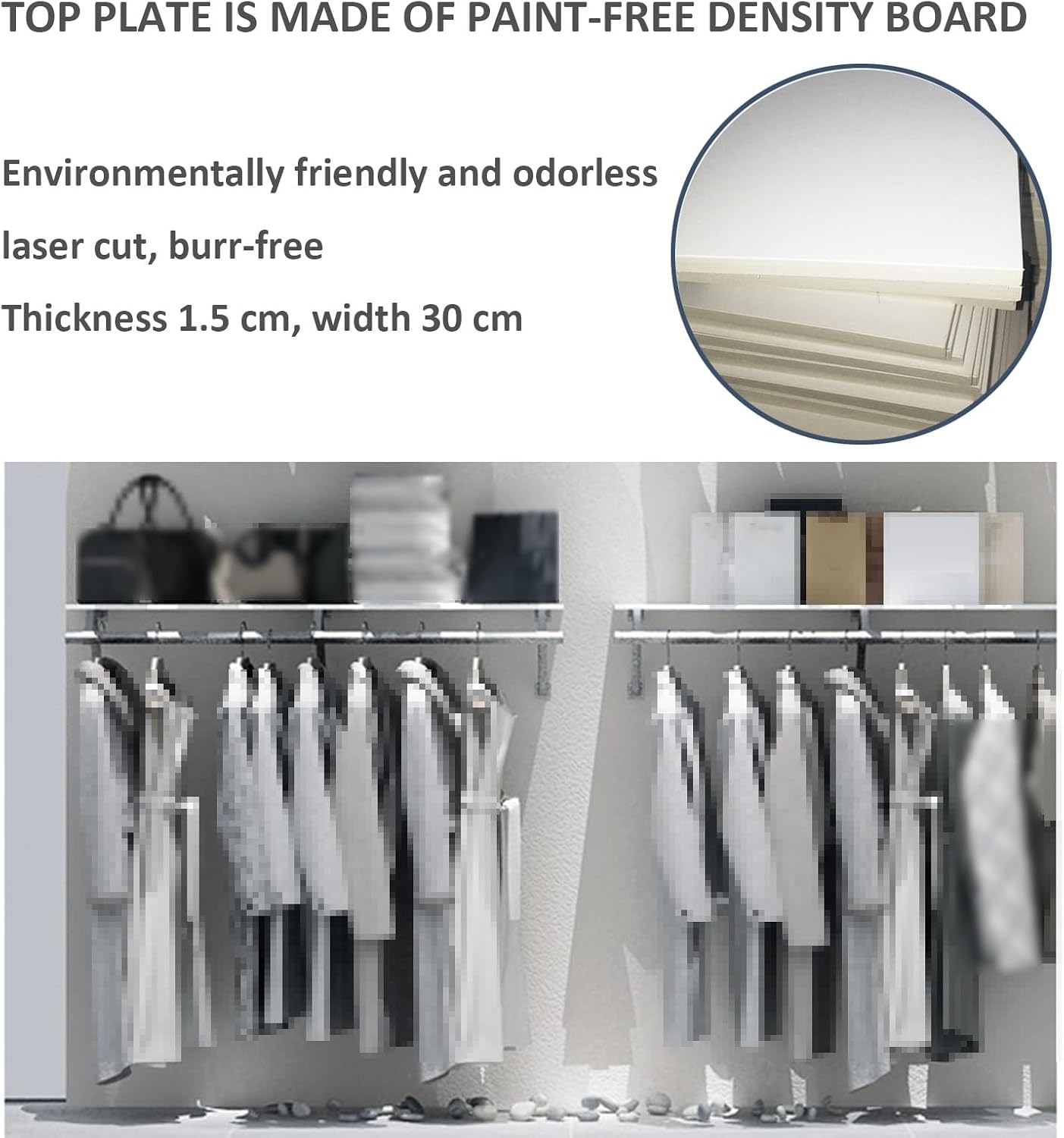 Floor-Standing Solid Wood Rotating Coat Rack，Heavy Duty Wall Mounted Garment Rack with Top Shelf - Stylish Stainless Steel Clothing Display Organizer for Retail Stores and Home Use